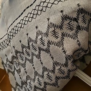 Htf nate berkus stitched edge sheer curtain 60 x 84 grey black geometric tribal